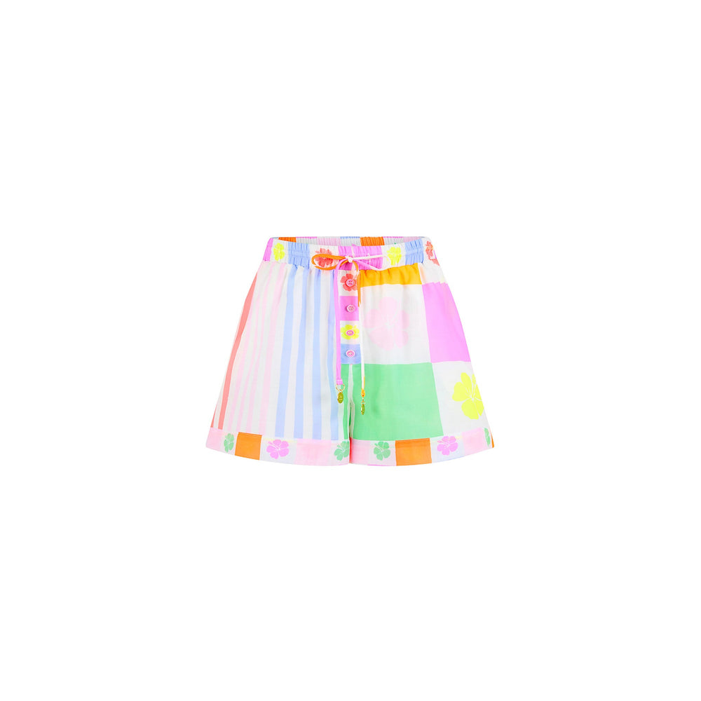 Drawstring Shorts - Hibiscus Rainbow