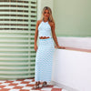 Chevron Knit Midi Skirt - Crystal Cove