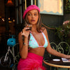 Decorative Bind Halter Bikini Top - Mint Macaron