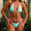 Decorative Bind Halter Bikini Top - Mint Macaron