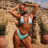 Decorative Panel Halter Bikini Top - Mint Macaron