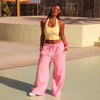 Embroidered Track Pants - Powder Puff