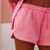 Embroidered Track Shorts - Powder Puff