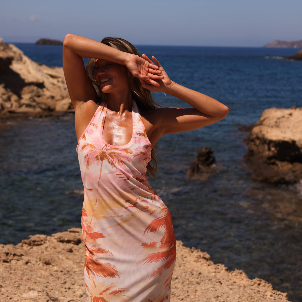 Halter Mesh Maxi Dress - Wild Skies