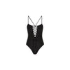 Fixed Front Lace Up One Piece - Twilight Black