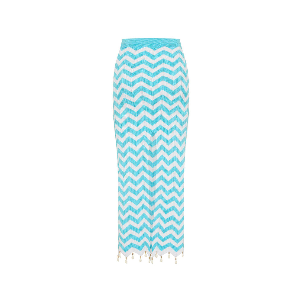 Chevron Knit Midi Skirt - Crystal Cove