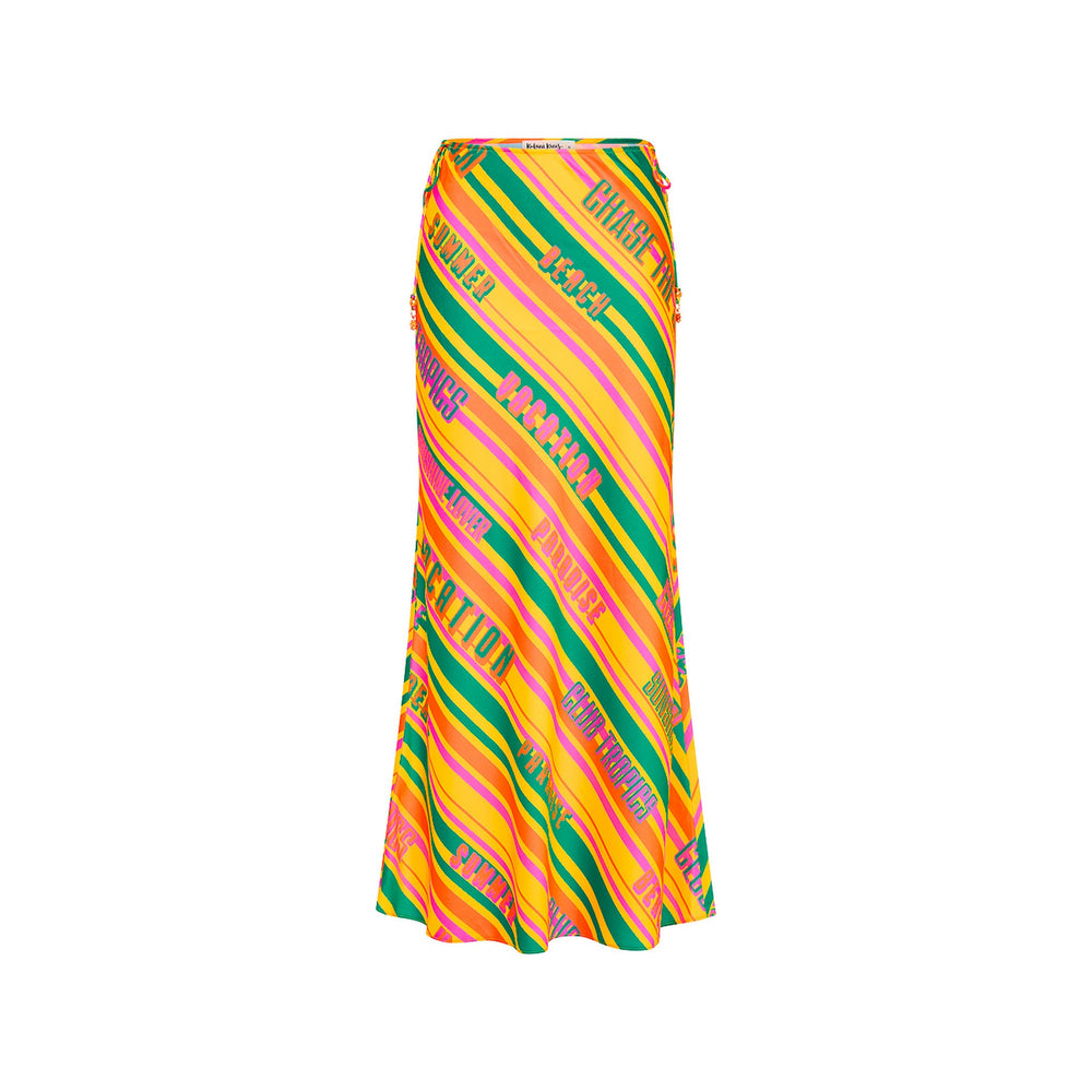Satin Tie Side Maxi Skirt - Sunshine Lover