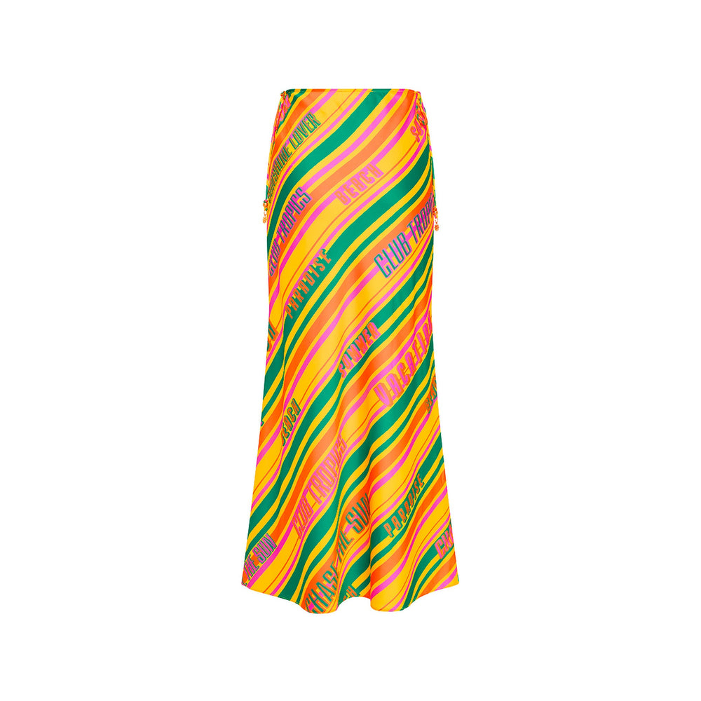 Satin Tie Side Maxi Skirt - Sunshine Lover