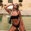 Shirred Minimal Full Coverage Bikini Bottom - Twilight Black