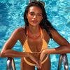 Simple Strap Halter Bikini Top - Orange Cream