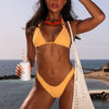 Simple Strap Halter Bikini Top - Orange Cream
