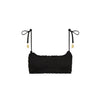 Shirred Crop Tie Bikini Top - Twilight Black