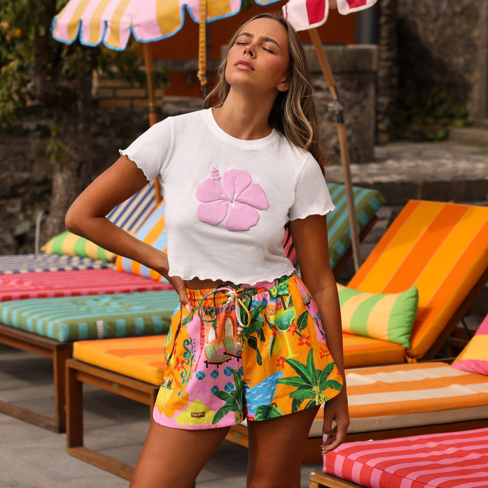 Lettuce Cropped Mini Tee - Whipped White