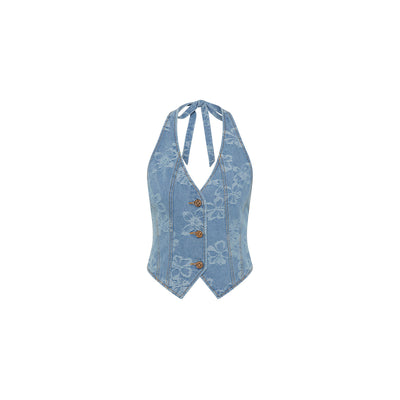 Halter Open Back Vest - Dixie Denim