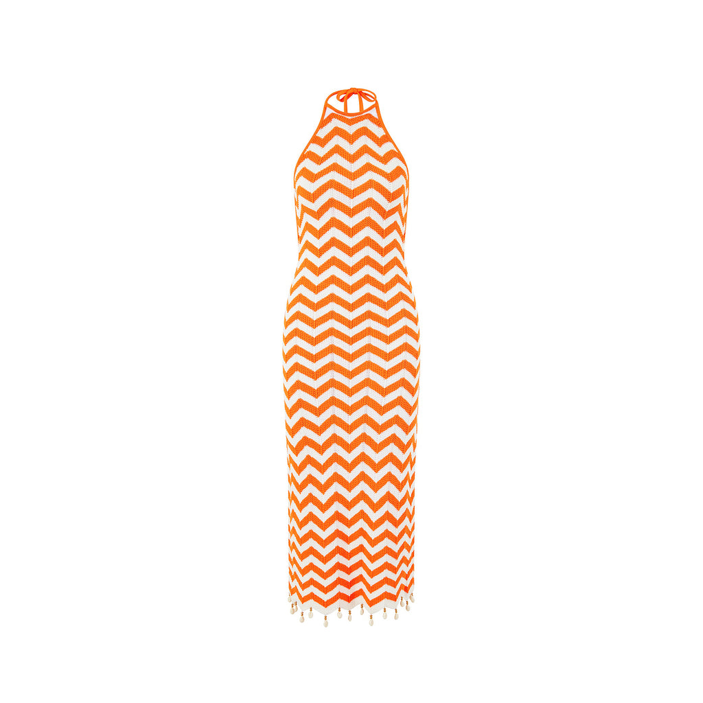 Chevron Knit Midi Dress - Dreamsicle