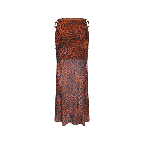 Chiffon Tie Side Maxi Skirt - Leopard Lasso