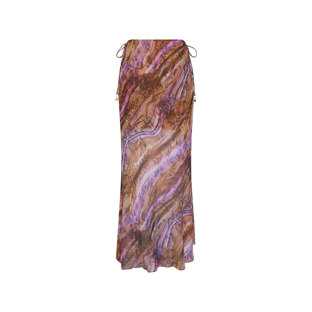 Chiffon Tie Side Maxi Skirt - Tropical Viper