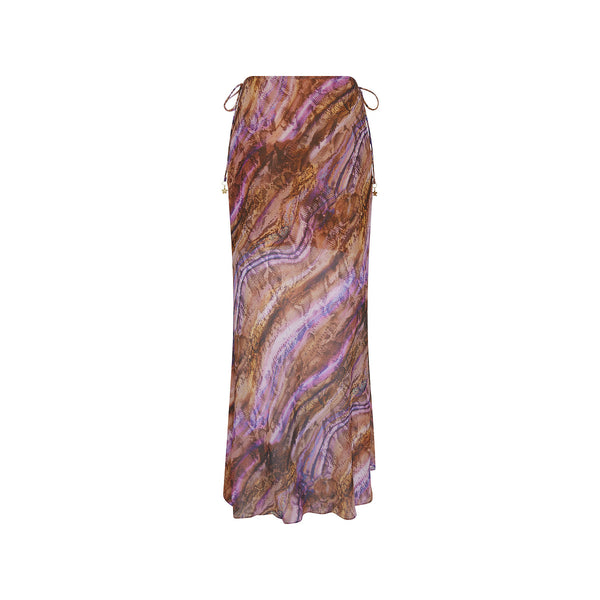 Chiffon Tie Side Maxi Skirt - Tropical Viper