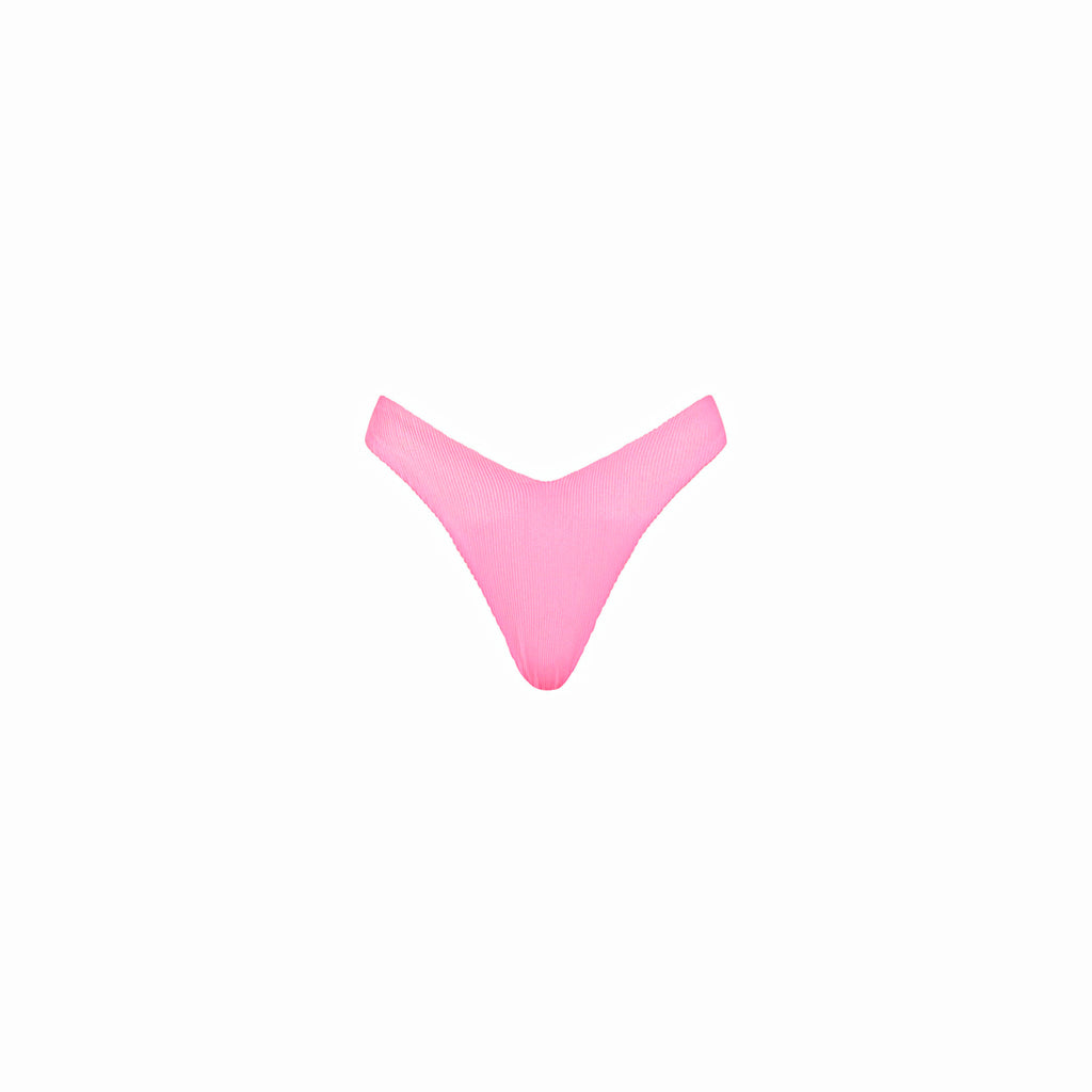 Y Cheeky Bikini Bottom - Taffy Pink Ribbed