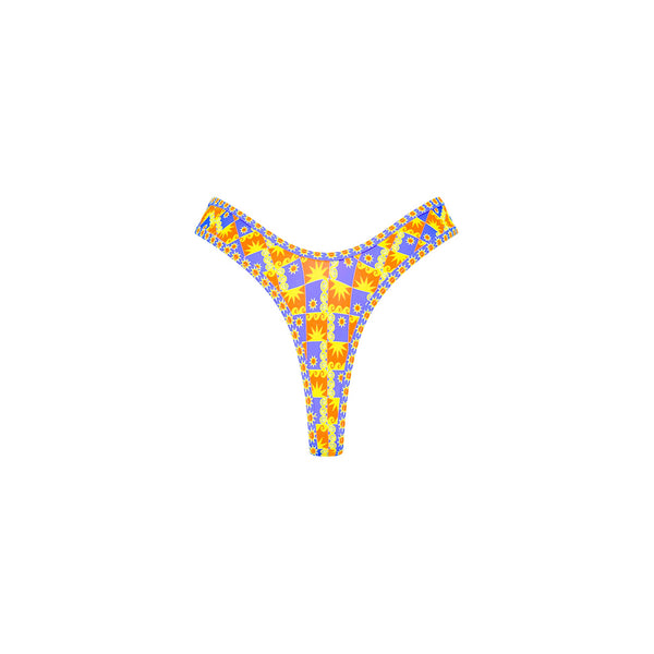 High Leg Thong Bikini Bottom - Sunburst