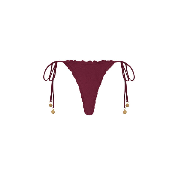 Lettuce Edge Thong Tie Bikini Bottom - Sangria