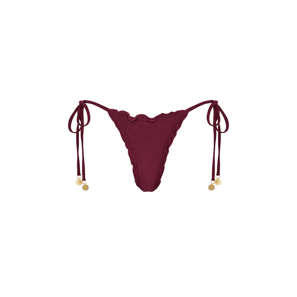 Lettuce Edge Thong Tie Bikini Bottom - Sangria
