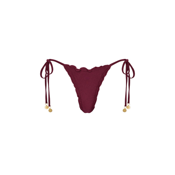 Lettuce Edge Thong Tie Bikini Bottom - Sangria