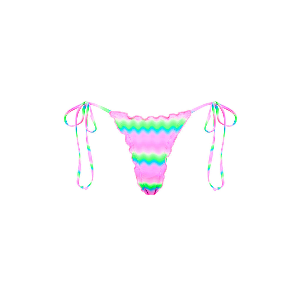 Lettuce Edge Thong Tie Bikini Bottom - Candy Clouds