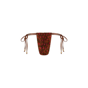 Tie Ruched Thong Bikini Bottom - Wild Rose