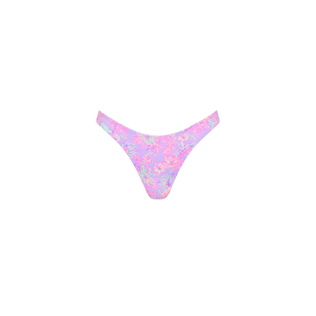 Gathered Deep V Thong Bikini Bottom - Lilac Love