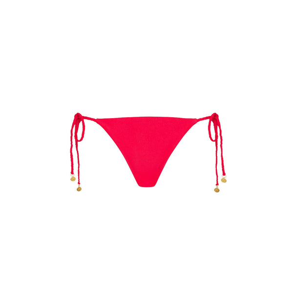 Braided Thong Tie Side Bikini Bottom - Cherry Crush