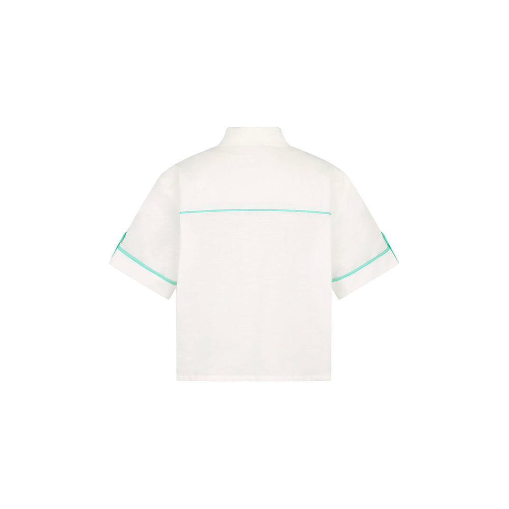 Cropped Button Up Shirt - Crystal Tides