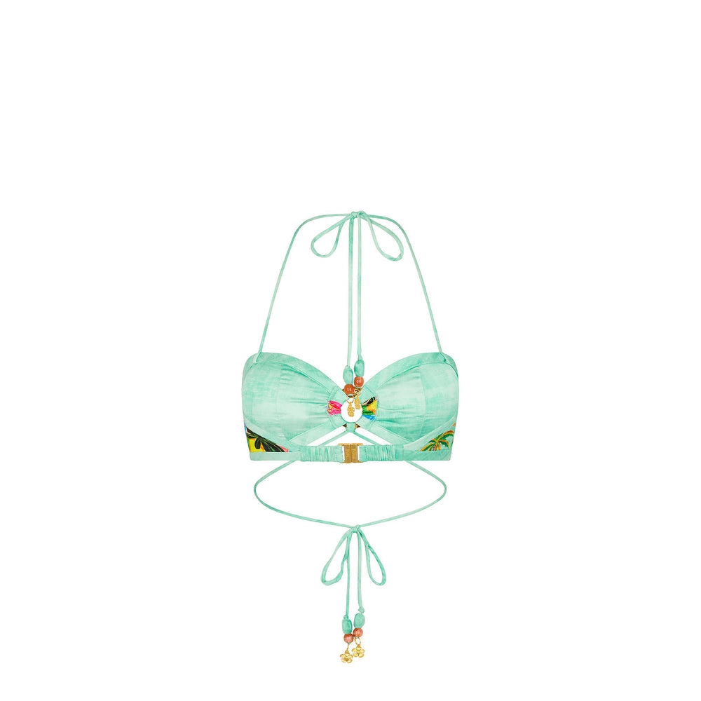 Strappy Ring Tie Crop Top - Ocean Honey