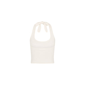 Scoop Knit Halter Tank Top - Whipped White