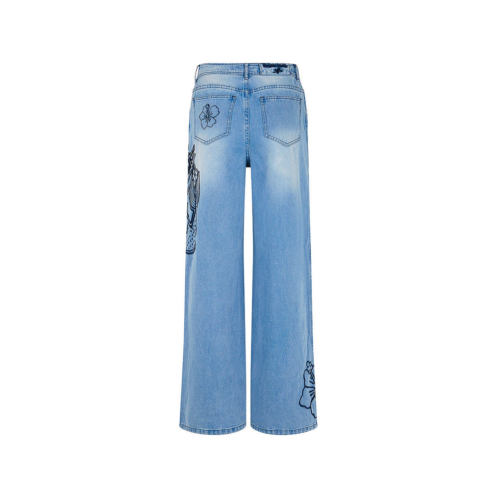 Embroidered Straight Leg Jean - Sun Drunk