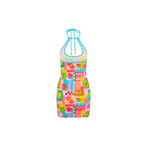 Beaded Halter Mini Dress - Sunkissed Coast