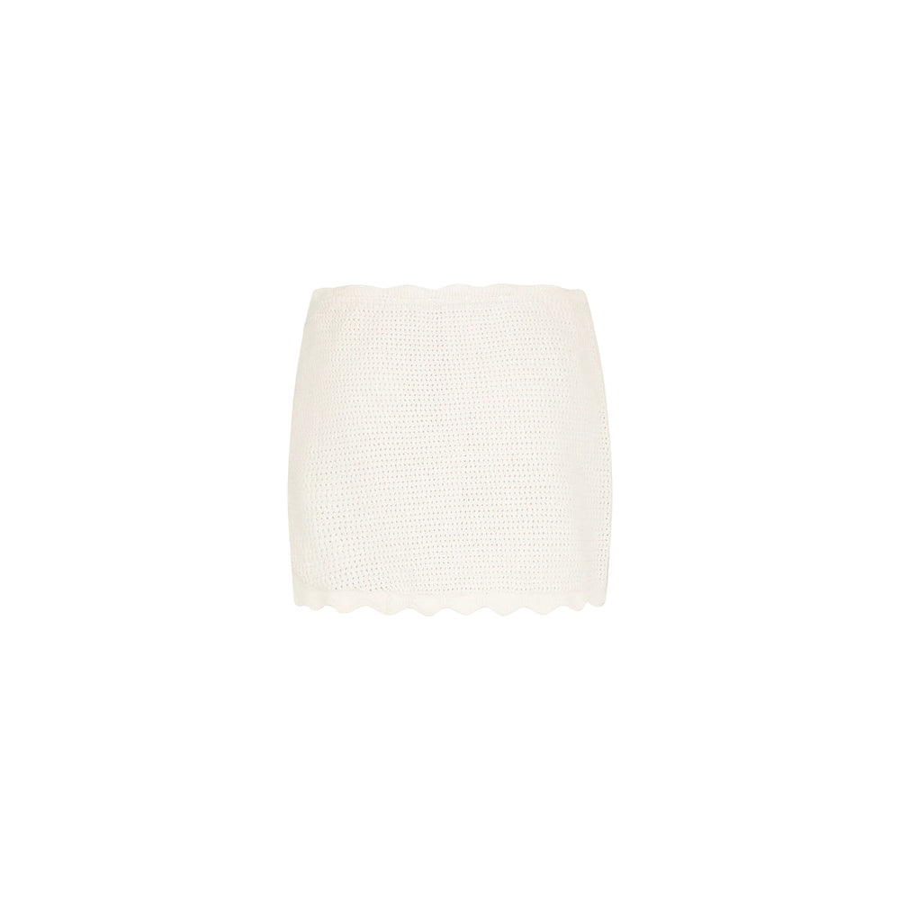 Scalloped Edge Knit Sarong - Whipped White