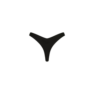 Wide Bind High Leg Thong Bikini Bottom - Twilight Black
