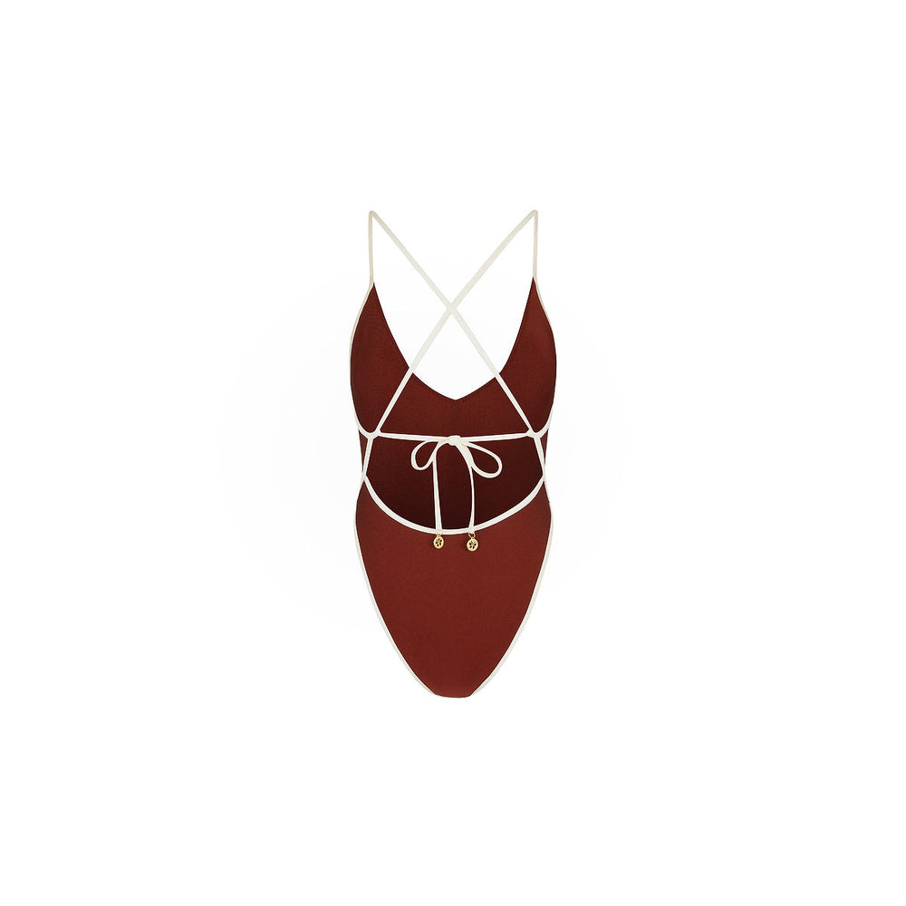 Plunge Cross Back One Piece - Cinnamon Sugar