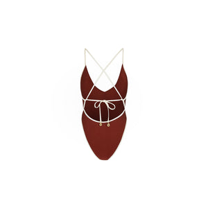 Plunge Cross Back One Piece - Cinnamon Sugar