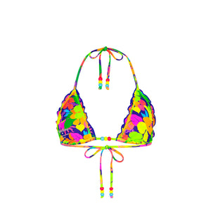Lettuce Edge Bralette Bikini Top - Neon Sunset