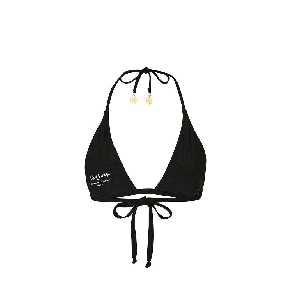 Gathered Stitch Bralette Bikini Top - Twilight Black