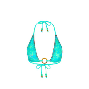Lace Stitch Ring Halter Bikini Top - Summer Seas