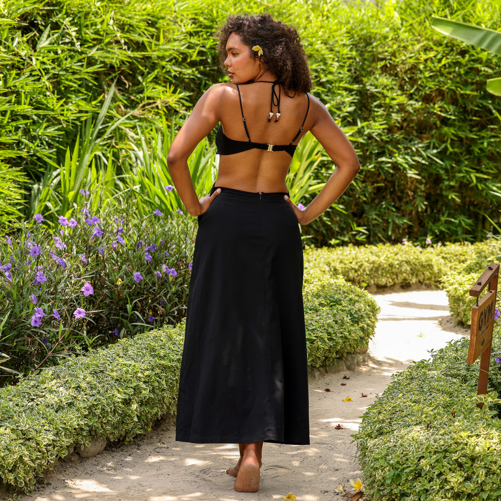 Beaded Cut Out Maxi Dress - Twilight Black