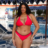 Bind Tie Halter Bikini Top - Cherry Cola