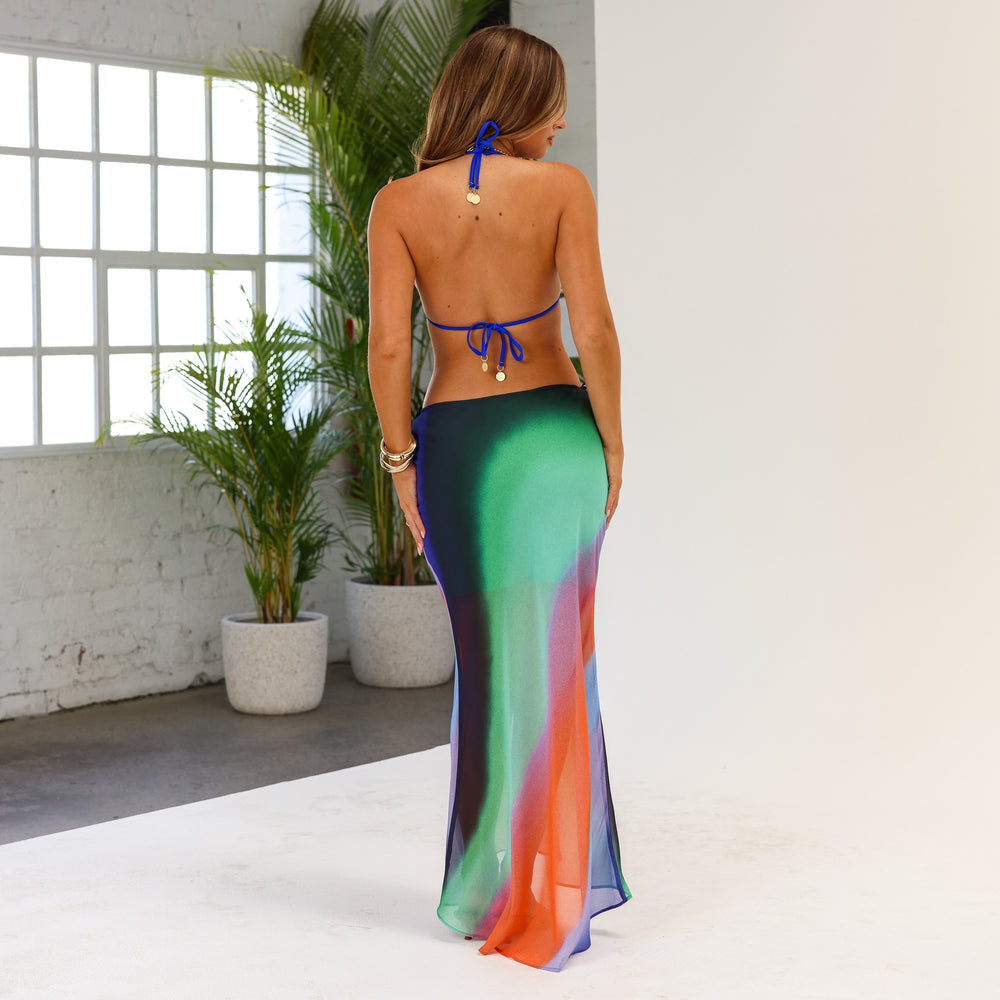 Chiffon Tie Side Maxi Skirt - Spellbound Swirl