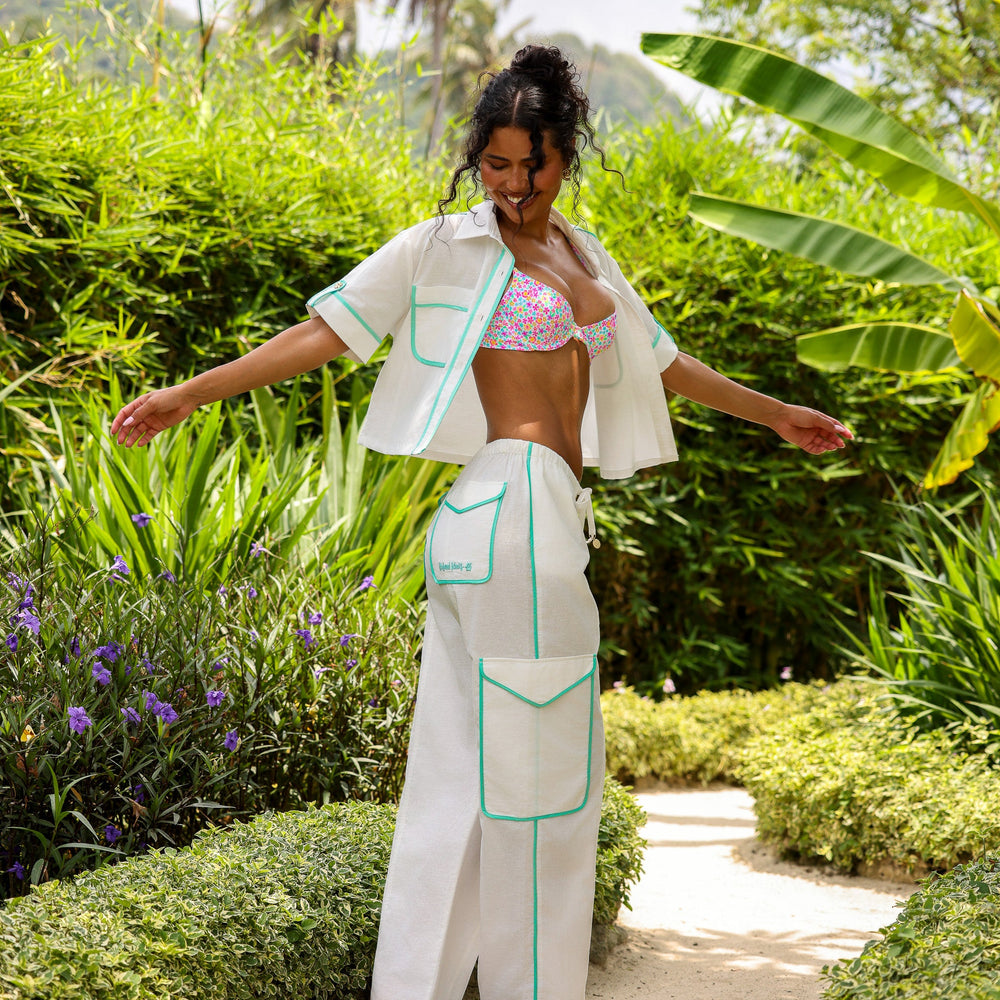 Cropped Button Up Shirt - Crystal Tides