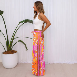Drawstring Resort Pants - Sunrise Swirl