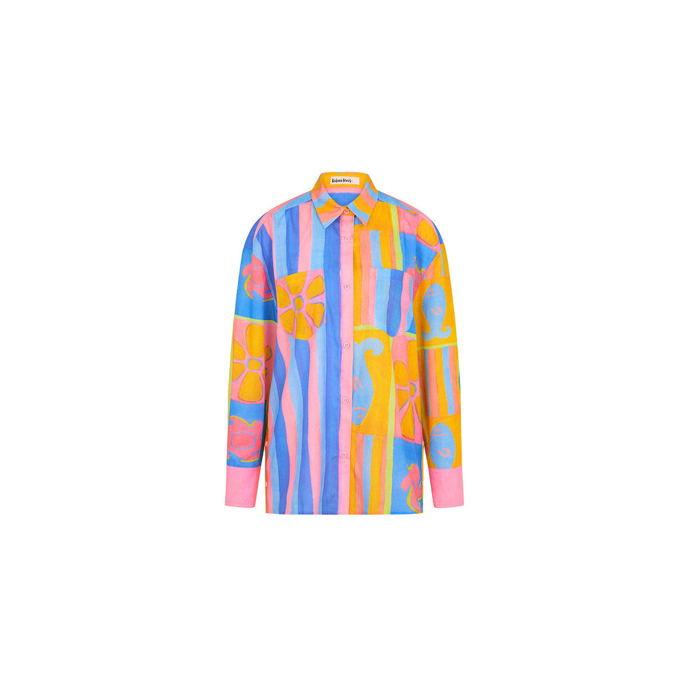 Long Sleeve Beach Shirt - Seaside Stripe