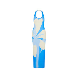 Halter Mesh Maxi Dress - Blue Oasis